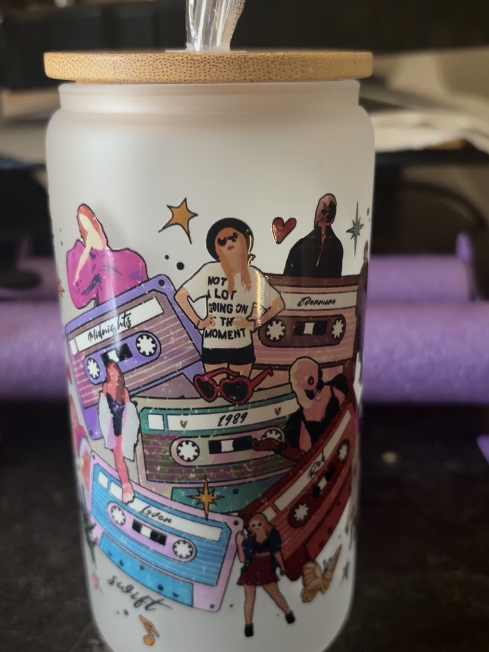 Taylor Swift Retro Cassette Artwork Water Bottle with Bamboo Lid, NEW